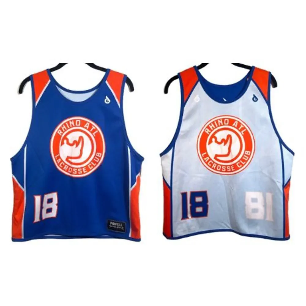 Rhino Lacrosse Academy Reversible Jersey Top Youth L/XL White Blue Orange# 18‎